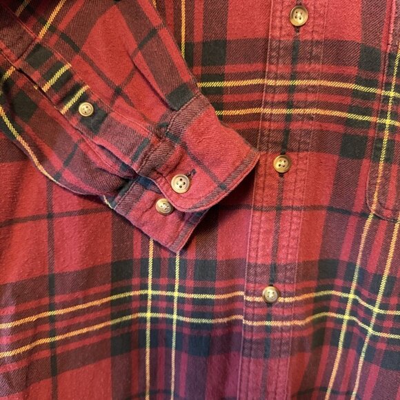 REI Soft Mens Med Red Flannel Shirt Plaid Long Sleeve Button Up Outdoor Tarten - Picture 2 of 5